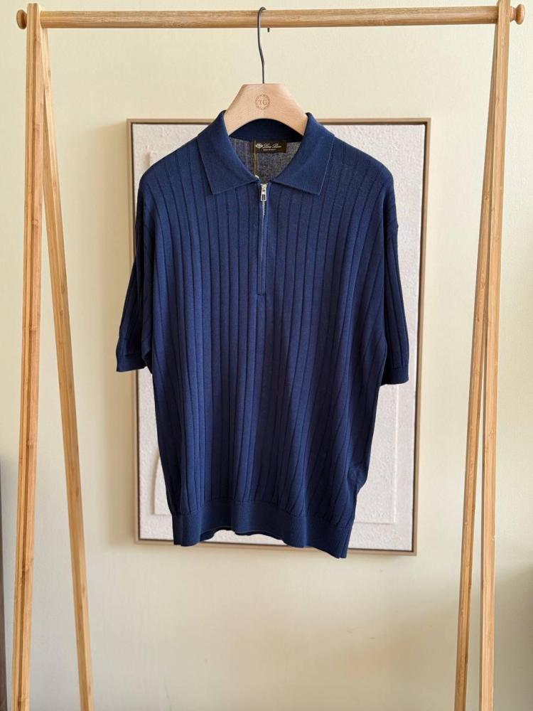 Lorebiana Short Sleeve Polo Shirt Knitted Navy