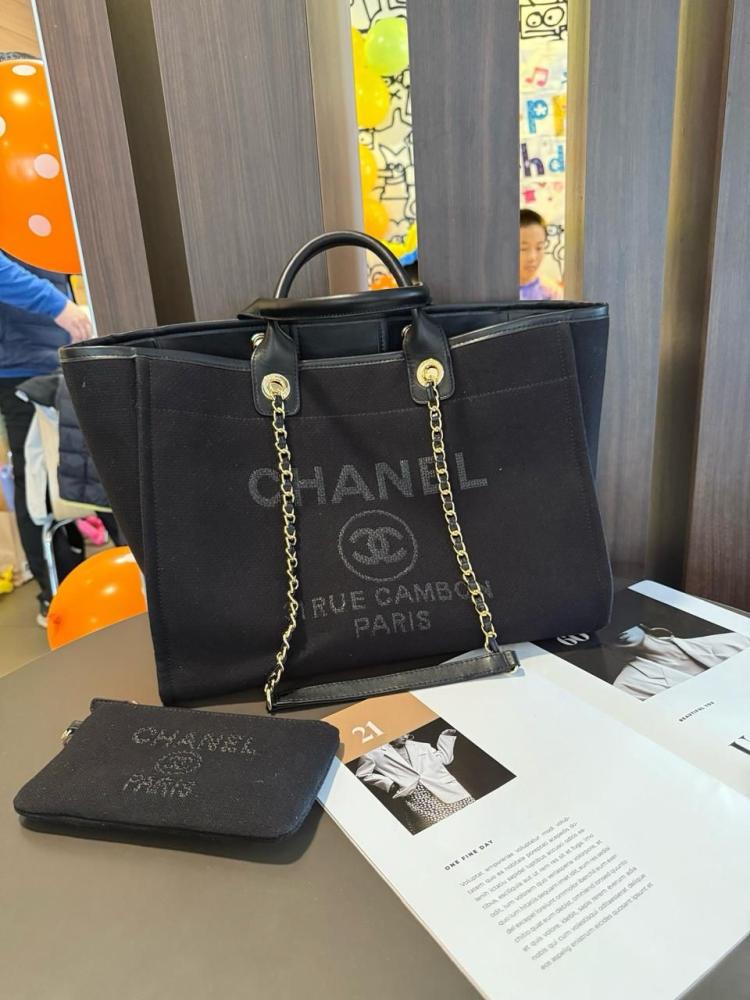 Chanel Deauville Tote Chanel Tote Bag Black Leather Chanel