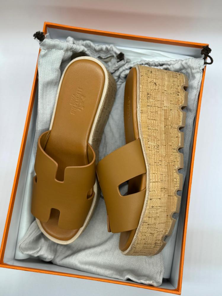 Hermes Women's Sabo Heel Sandal in Luxury Honey - E-SEVEN STORE