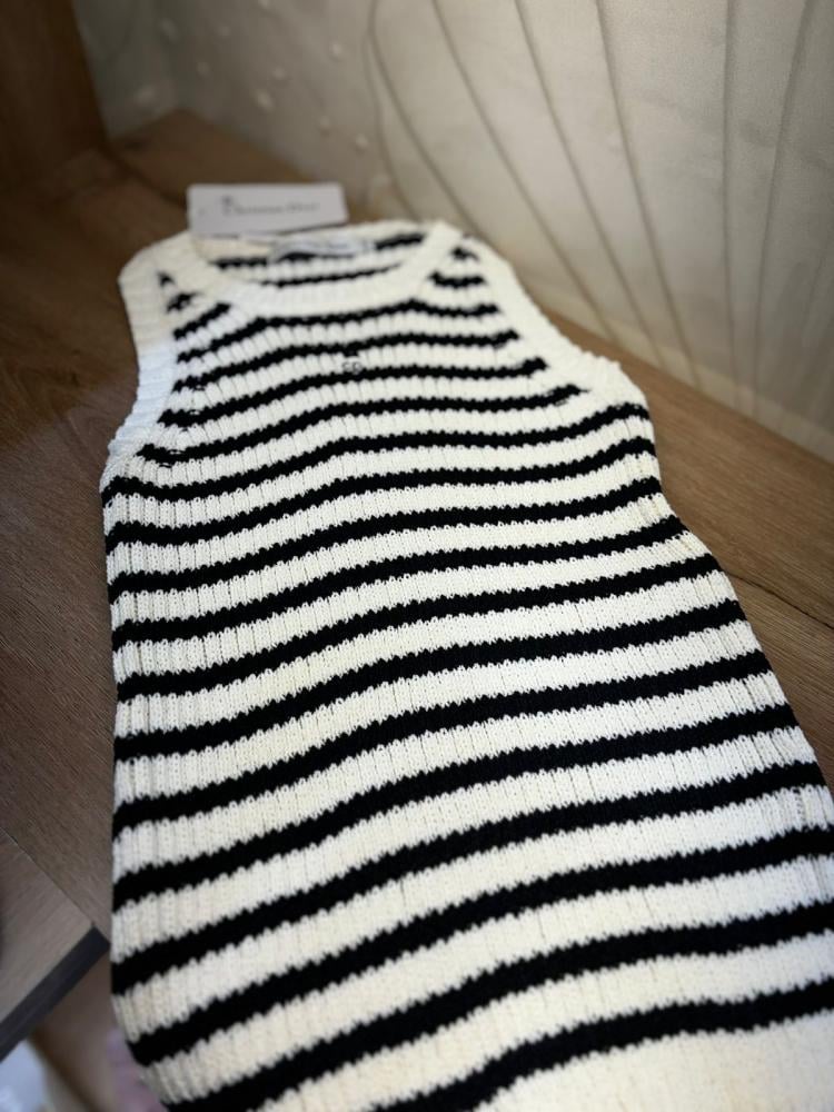 Dior women's striped knitted top in black and white - E-SEVEN STORE