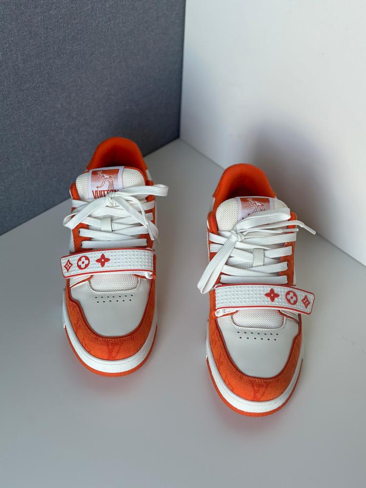 Louis Vuitton men's sneakers skate trainer orange and white trendy