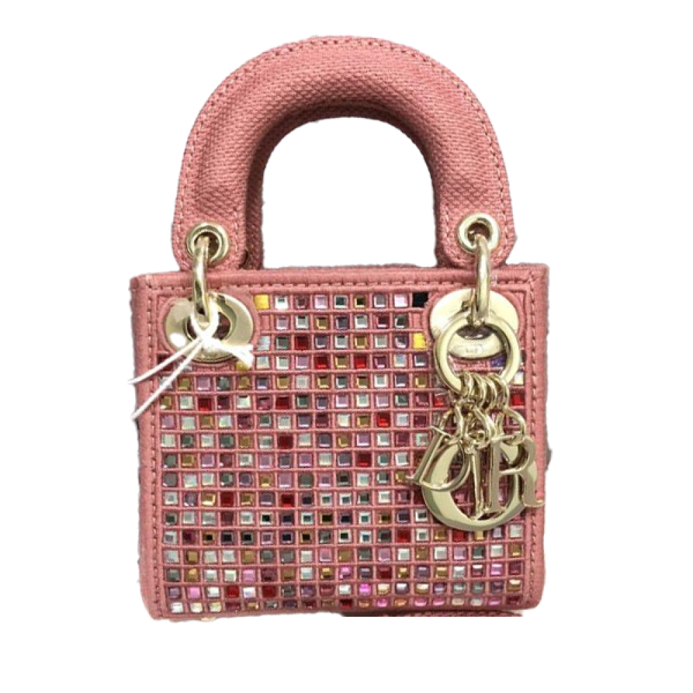 Pink Crystal Embellished Lady Dior Micro Bag