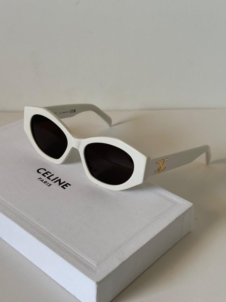 Celine Sunglasses Oval Sunglasses White E-SEVEN STORE - Main Image