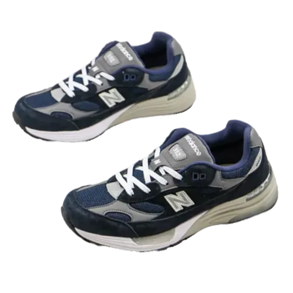 New Balance 992 Unisex Sports Sneakers in Navy and Grey - E