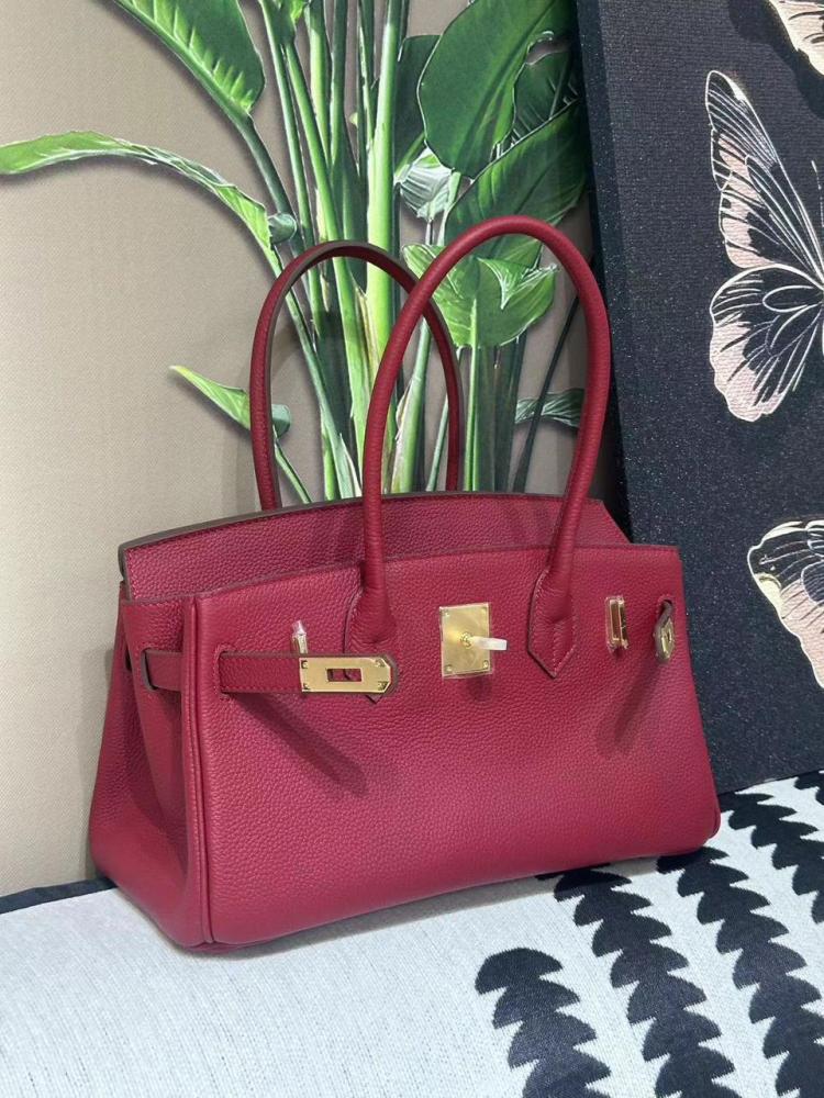 Hermes Birkin 29cm Bag with Large Handles in Burgundy