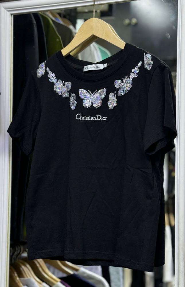 【新品未使用】Dior Butterfly Tシャツ Dior Butterfly Embroidered T-Shirt in Elegant Black - E