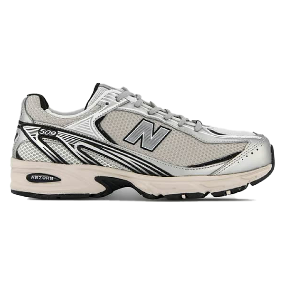 New Balance 509 Unisex Sneakers in Silver Black Mesh - E