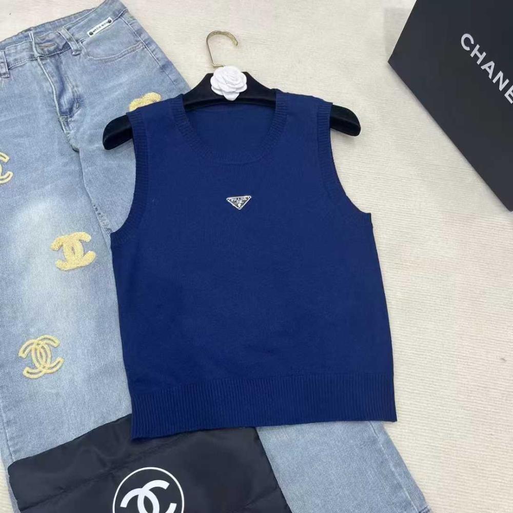 Women's Sleeveless Sweater Prada Women's Shirt Navy Blue