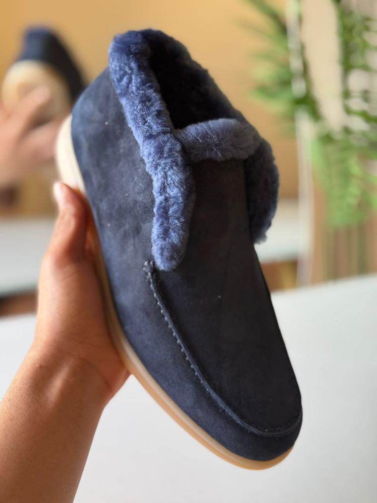 Loro Piana Owen Walk Men's Boot with Fur in Navy Luxury - E-SEVEN