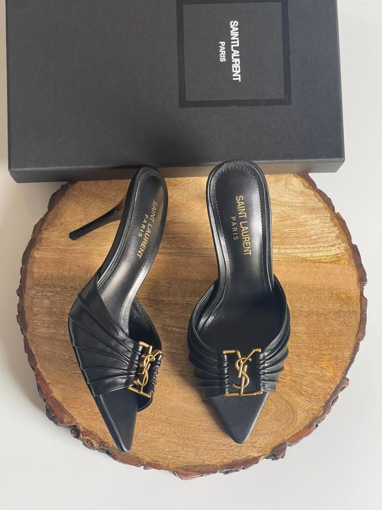 正規店買付【サンローラン】BABYLONE スリングバック サンダル MANOLO BLAHNIK Chilanghi サテン スライドサンダル バックル