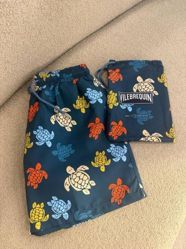 Vilebrequin Men's Shorts Set with Accessory Bag in Dark Blue with