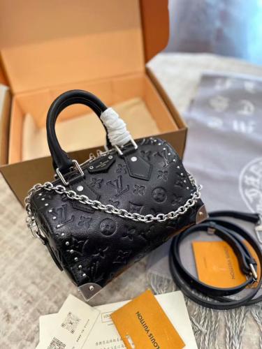 Louis Vuitton Speedy Trunk 20 Monogram Shoulder Bag, Black with
