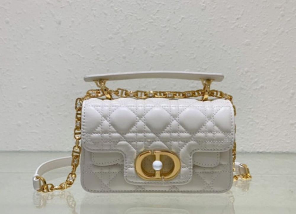 Dior Jolie top handle bag in white and gold