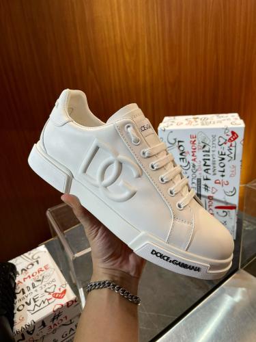 Dolce Gabbana men's plain white sneakers with the brand's logo