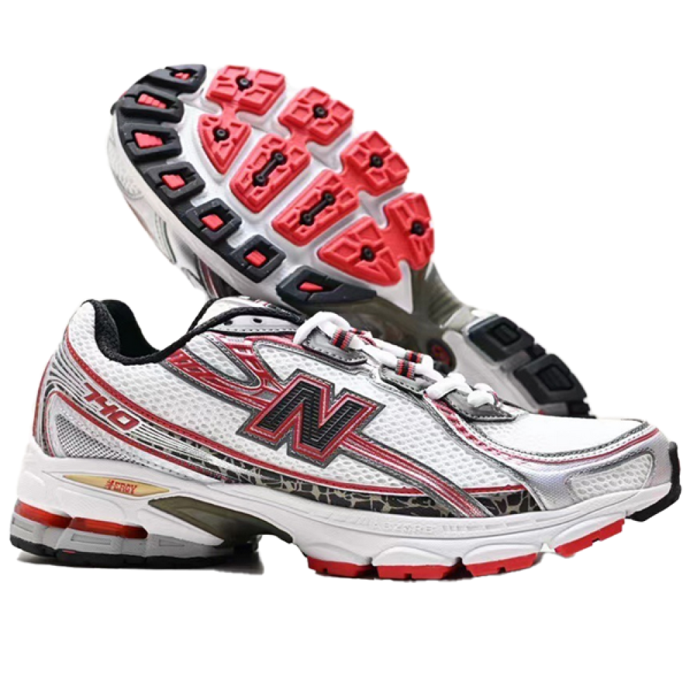 アン New Balance 740 Unisex Mesh Sneakers, Red and White - E
