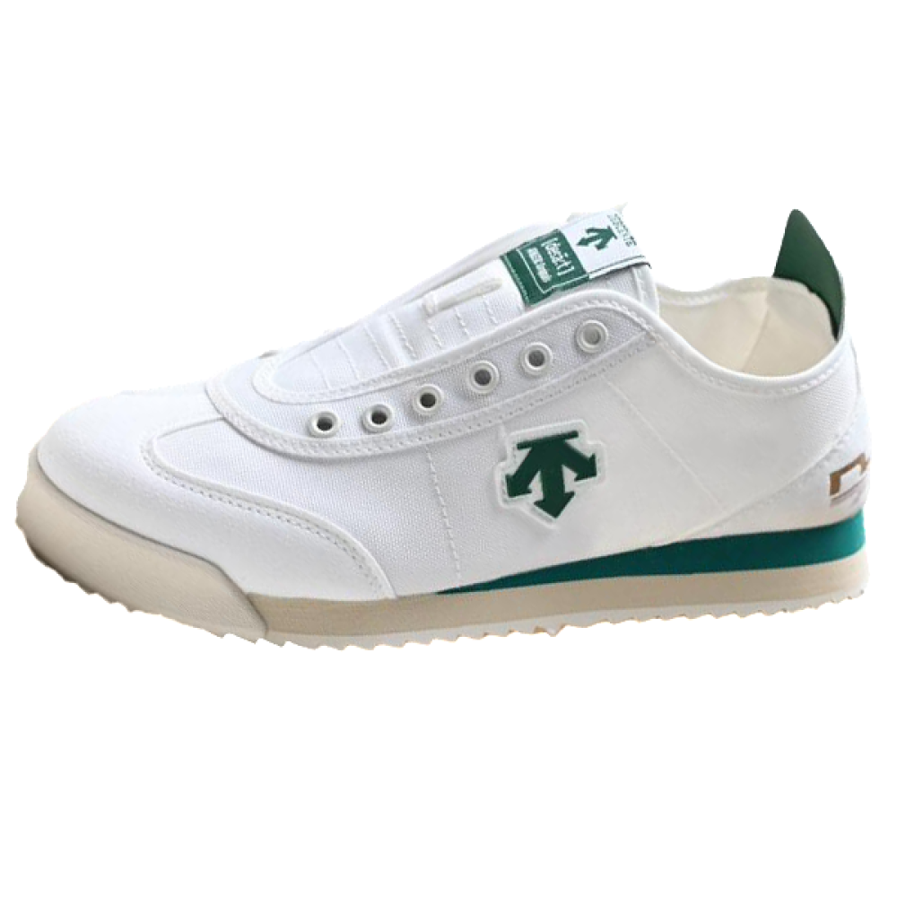 Flat Descent Crown Slip-On Sneakers White and Green - E-SEVEN STORE