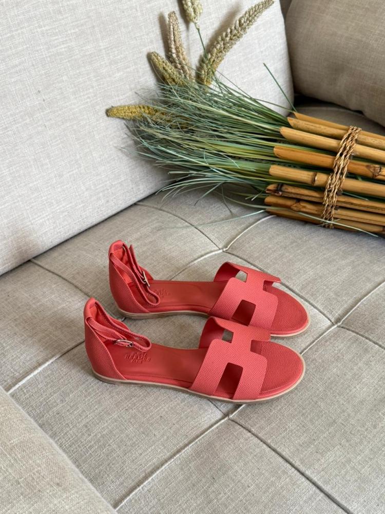 Hermes Santorini Flat Sandal in Blue Orange