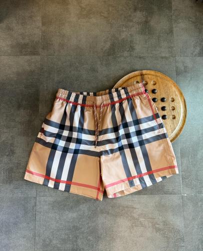Burberry Men's Bikini Swim Shorts, Beige and Black Check E-SEVEN