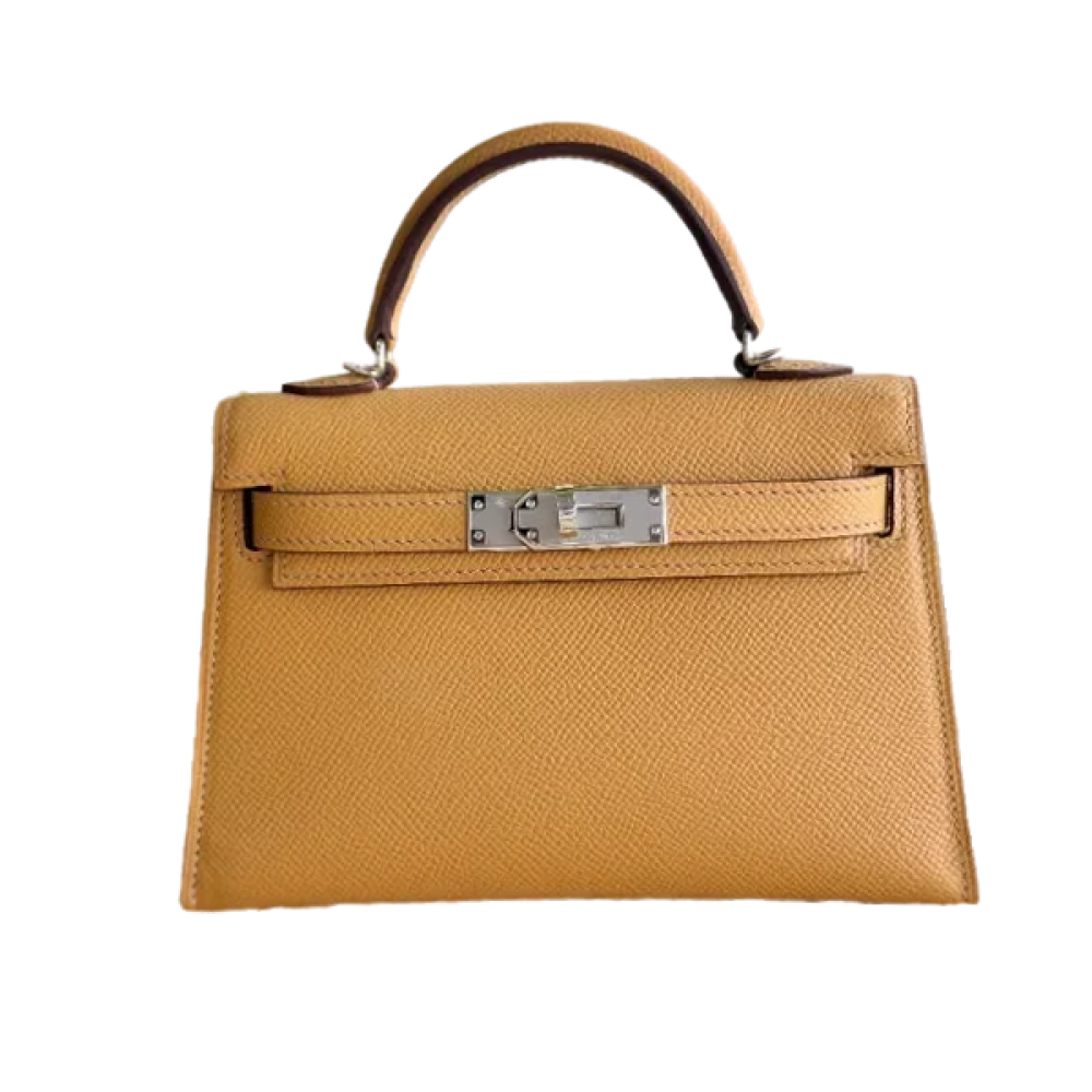 Kelly small bag, 20 Hermes Epsom leather, light caramel color