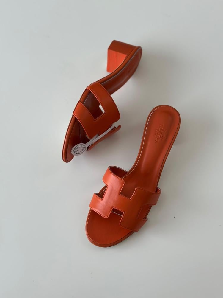 شبشب كعب هرمز Oasis جلد بلون اورنج عصري