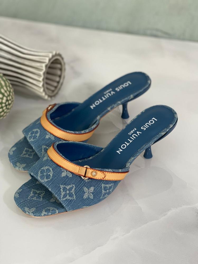 Louis Vuitton Women's Denim Logo Sandal