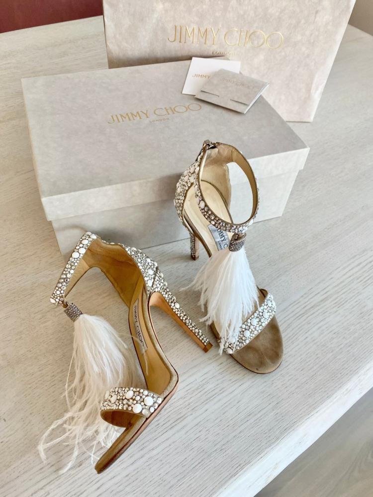 Jimmy Choo Viola 110 White Luxury High Heel Sandal - E-SEVEN STORE