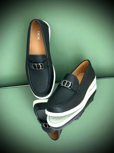 Dior Men's Flat Leather Loafers in Black | ESEVEN STORE