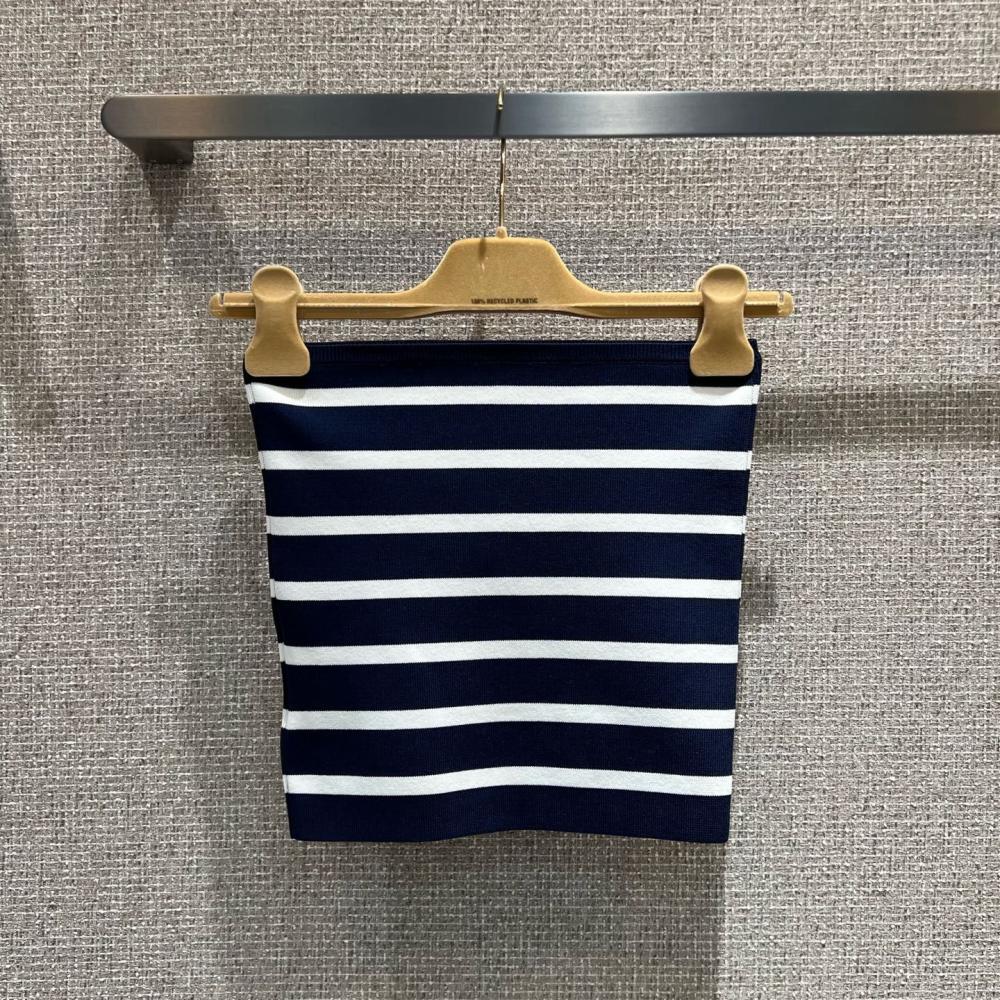 Miumiu Women's Black and White Striped Top - E-SEVEN STORE