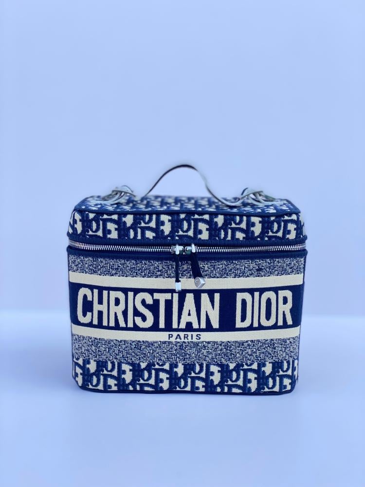 Dior Travel Vanity Box D Oblique Bag in Night Blue Beige - E