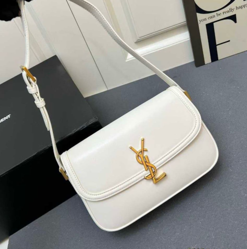 Yves Saint Laurent Solferino shoulder bag in white with gold metal