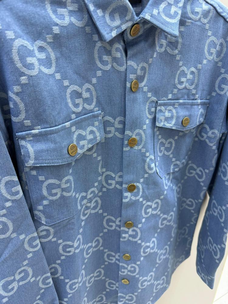 Gucci GG Denim Shirt in Light Blue - E-SEVEN STORE
