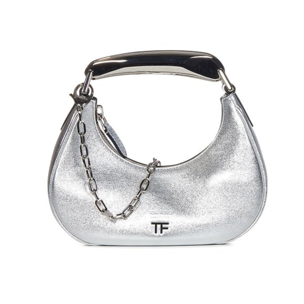 Tom Ford Bianca Mini Sequin 22cm Silver Metal Handle Bag - E