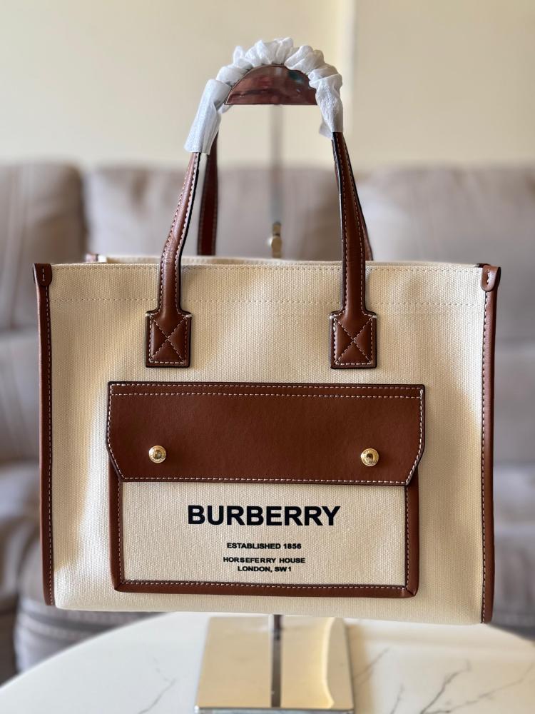 Burberry Horse Fairy Bag with Brand Logo, Beige Brown - E