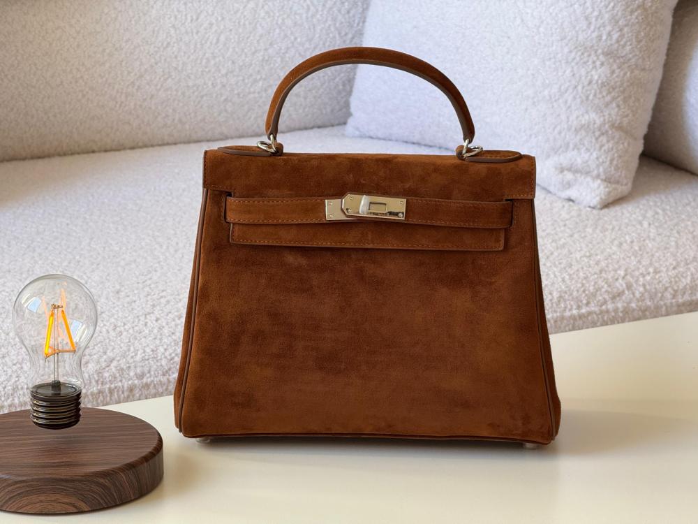 Hermes Birkin 28cm Suede Bag in Stylish Brown