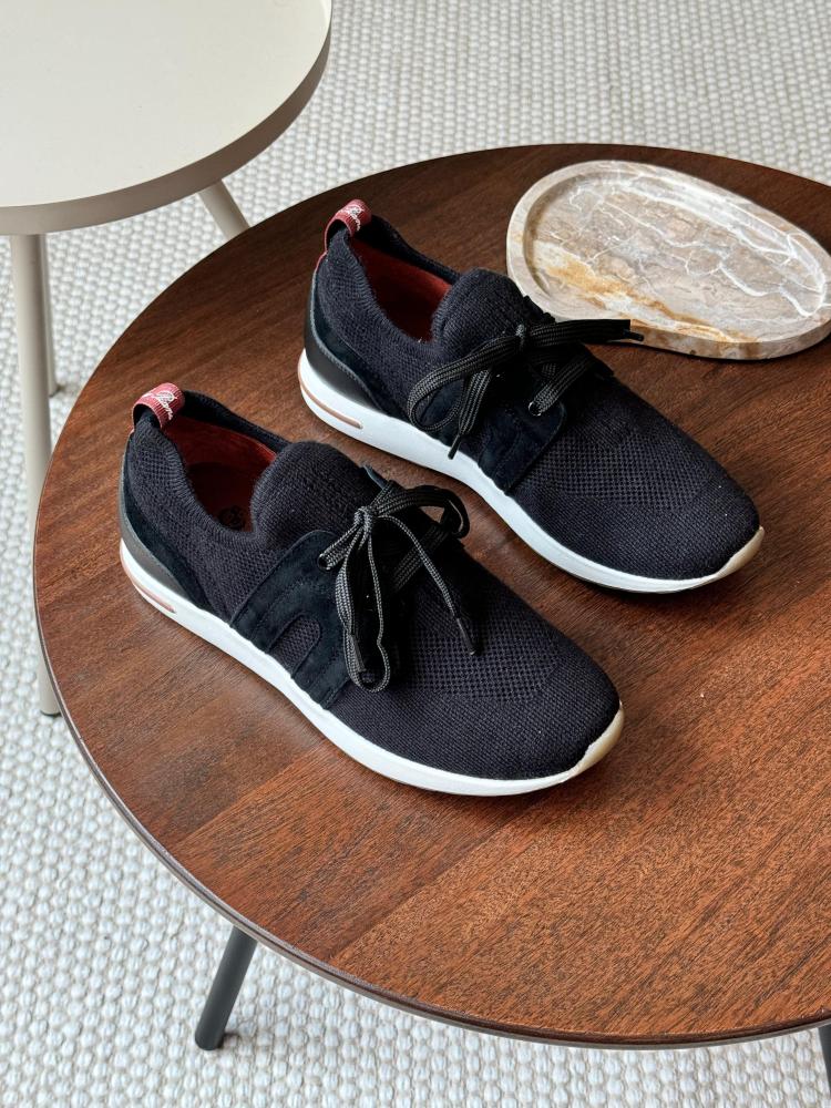 Loro Piana Women's Comfort Sneakers in Black E-SEVEN STORE