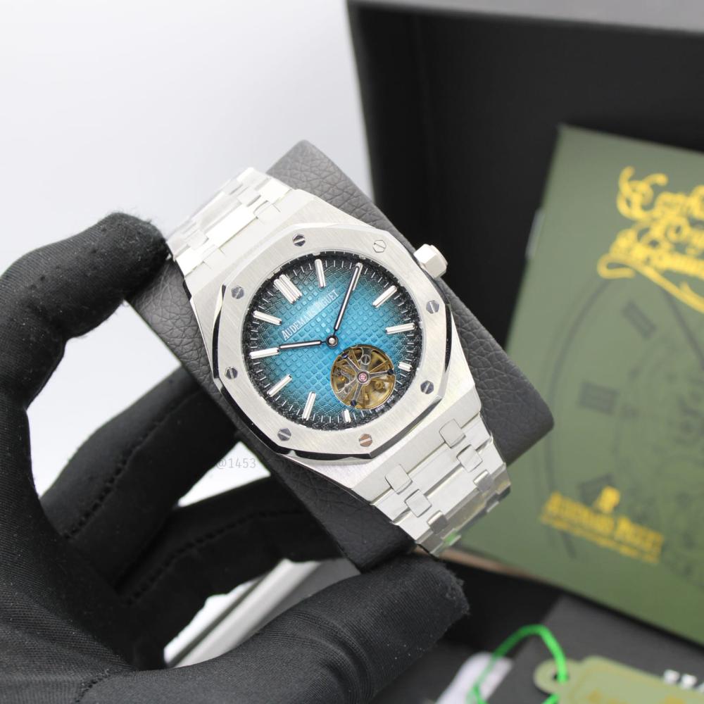 オーデマピゲ Audemars Piguet Royal Oak Men's Silver Blue Metal Watch - E