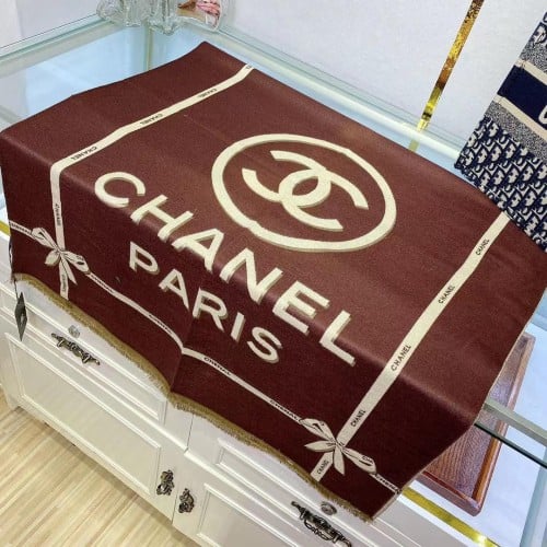 Chanel women's winter scarf, luxurious brown color - E-SEVEN STORE