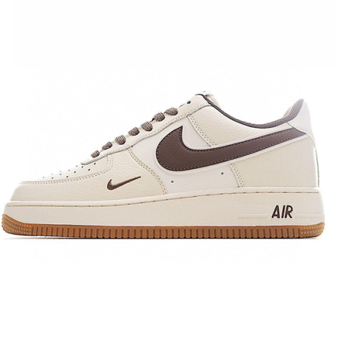 Nike Air Force Beige with Brown Unisex Sneakers E-SEVEN STORE