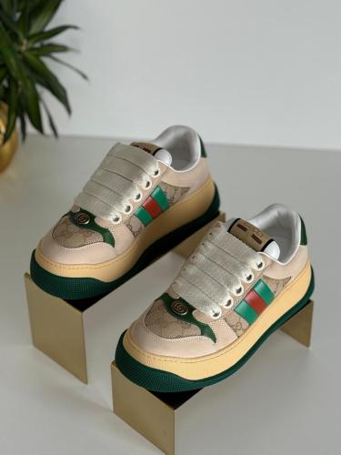 Gucci Screener GG Sneakers in Green and Beige - E-SEVEN STORE