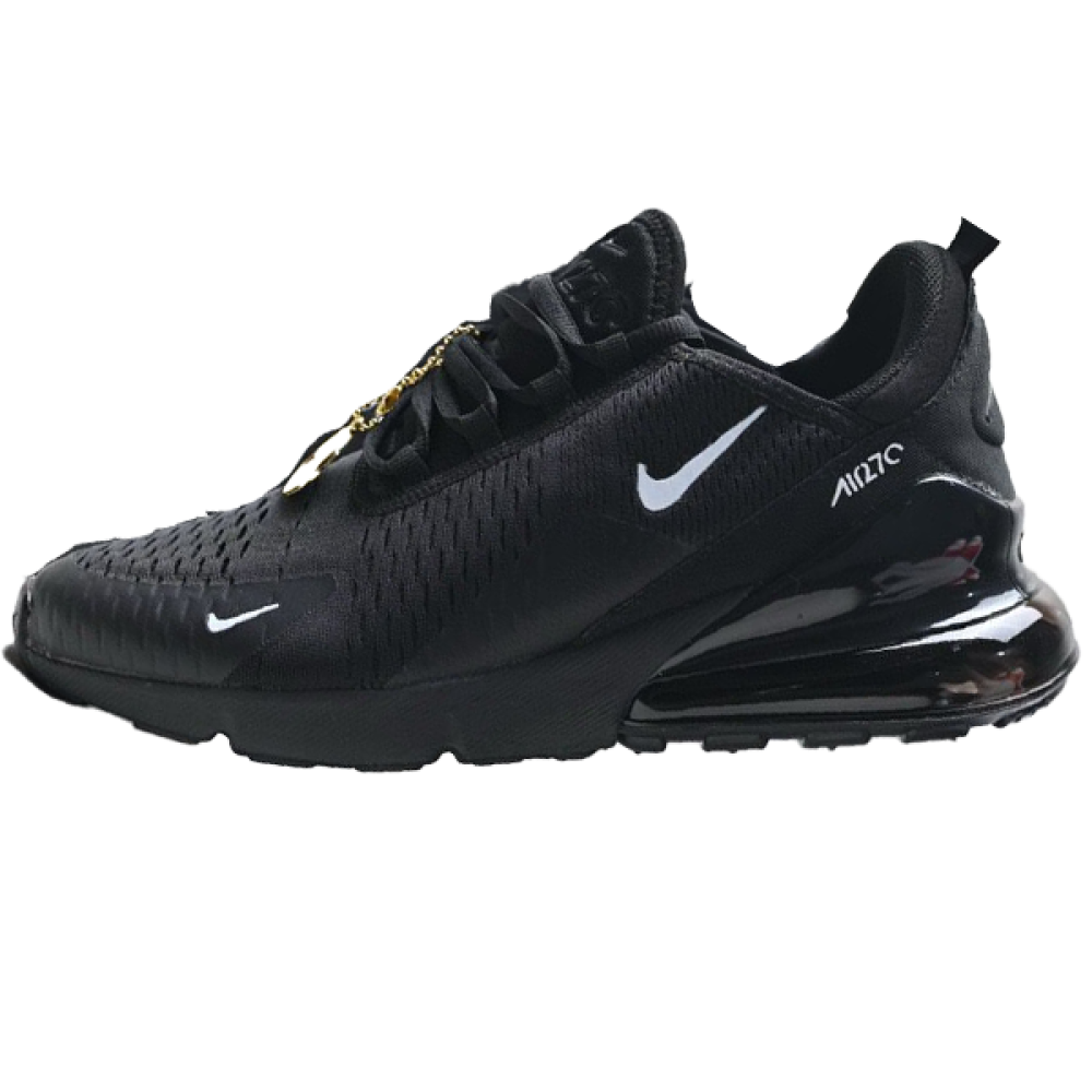 Nike Air Max 270 Unisex Sports Sneakers, Black with White Logos