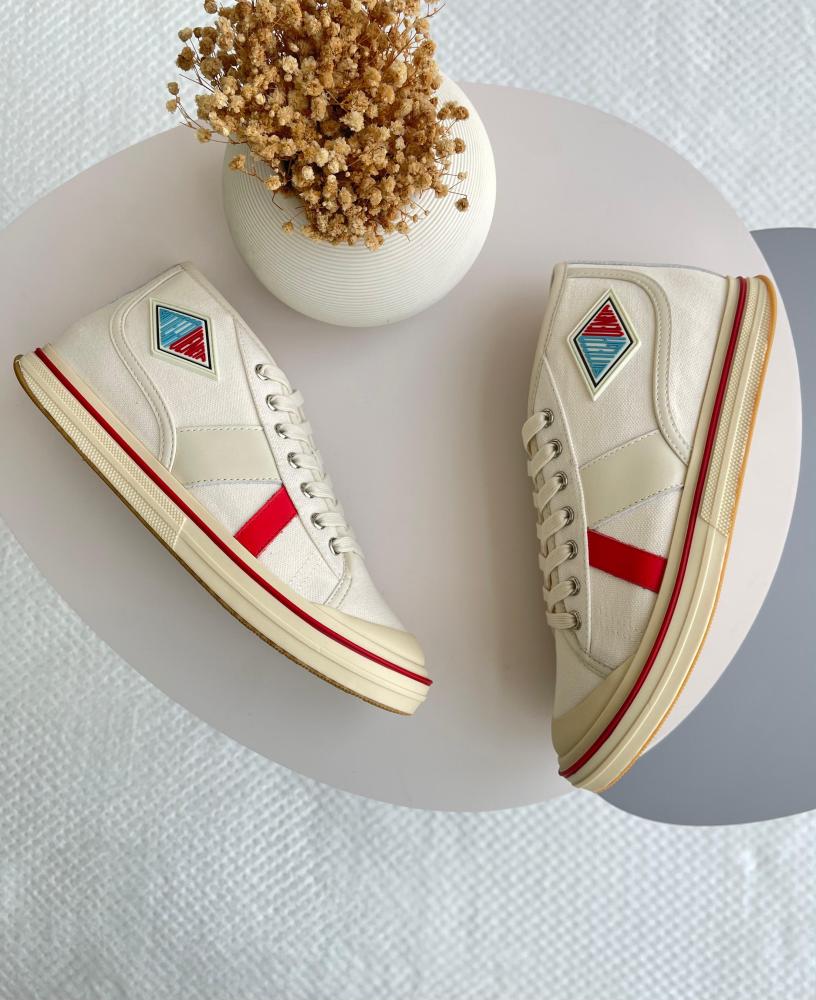 Bottega Veneta Women's Elliott White and Red Sporty Sneaker