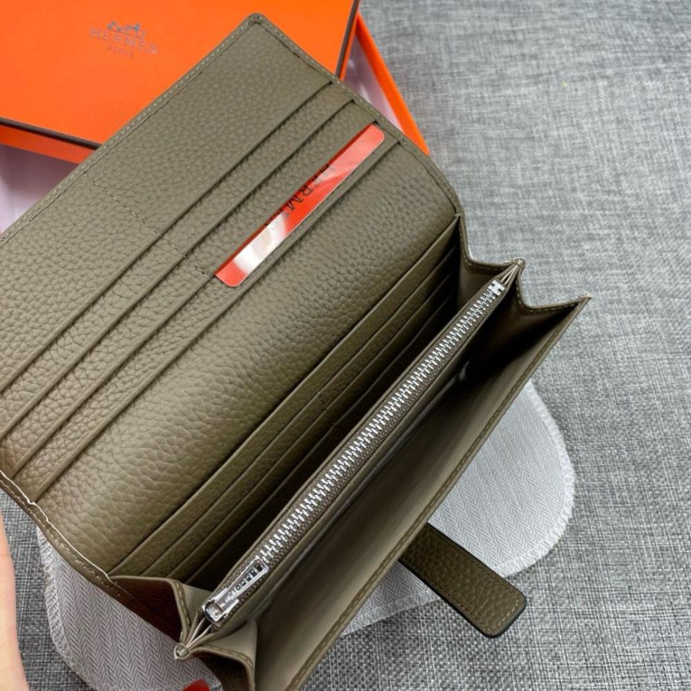 Hermes Women's Clutch Long Flap Wallet Brown - E-SEVEN STORE