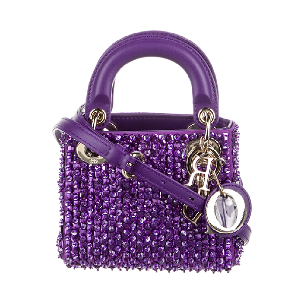 Micro Lady Dior Crystal Embellished Bag in Modern Purple - E-SEVEN