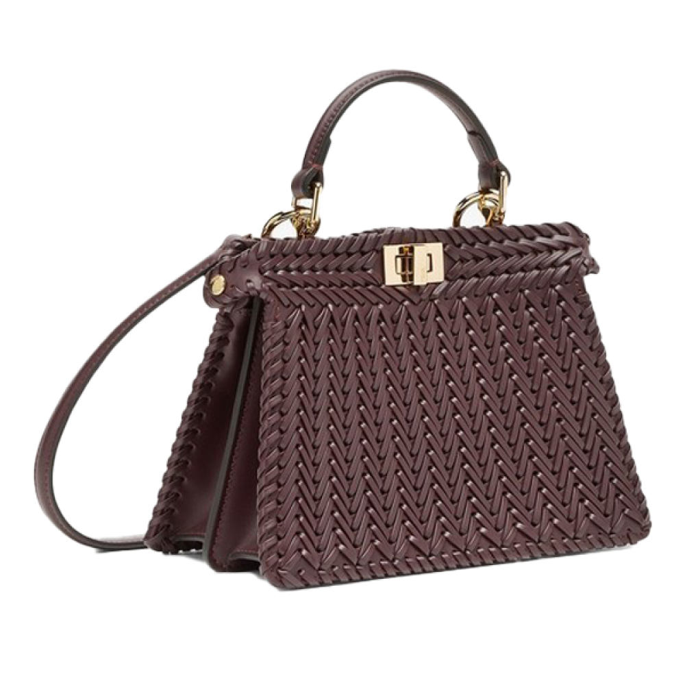 Fendi Peekaboo ECU Handbag in Brown Interlocking Leather