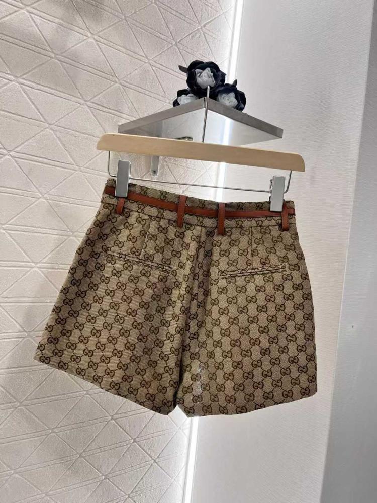 Gucci GG Women's Casual Shorts and Jacket Set in Beige Brown