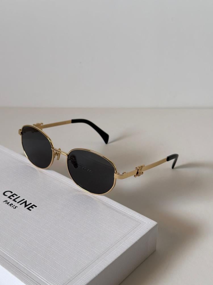 Celine Oval Sunglasses for Women - Black with Gold Rims