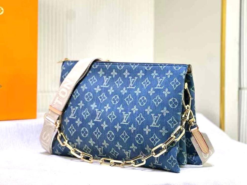 Louis Vuitton Cousin Monogram Blue Zipper Denim Bag E-SEVEN STORE