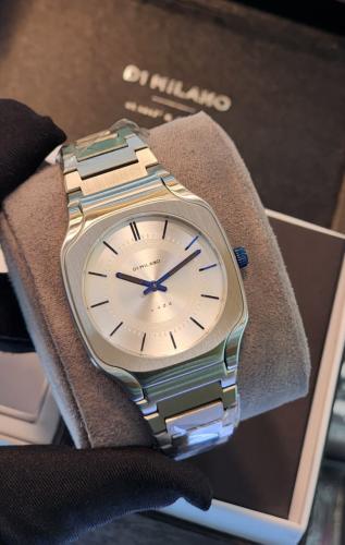 Rolex Men's Day-Date Silver Watch with Sky Blue Dial - E-SEVEN STORE