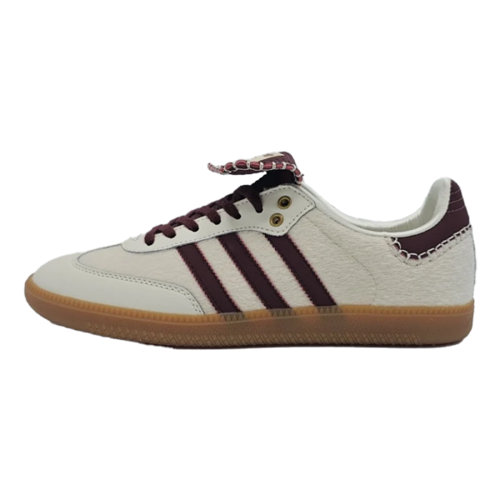 Adidas Unisex Wells Bonner Shoes, White Print, Burgundy Stripes