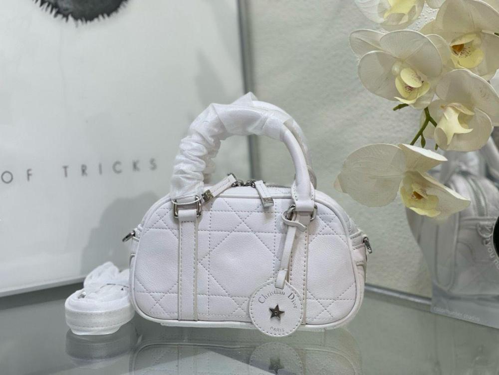 Dior 20cm Handbag in Luxury Leather with Top Handles in White - E
